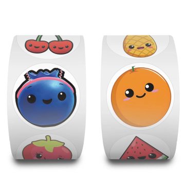 Kids Party Stationery Stickers with Fruits, Balloons, and Banners