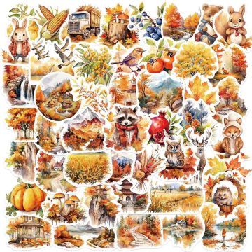 Autumn Harvest PVC Stickers - Colorful Aesthetic Stationery for Scrapbooking