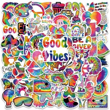 Hippie Trippy Rainbow Psychedelic Graffiti Stickers For Laptop Skateboard
