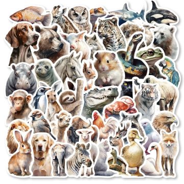 Cute Cartoon Zoo Wild Animals Stickers for DIY Stationery Notebook Luggage Car Laptop - Classic Toy