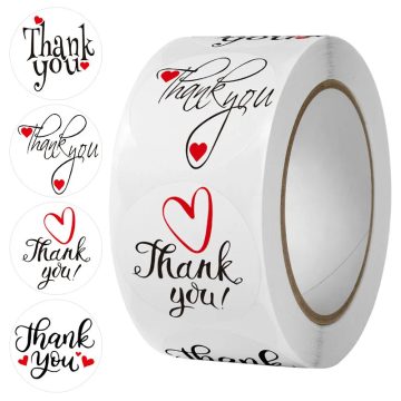 Heart Thank You Stickers for Wedding Party Cards and Baking Packaging