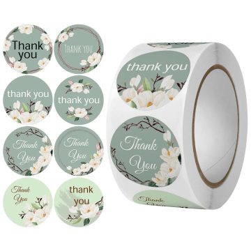 Flower Thank You Stickers for Small Business Packaging