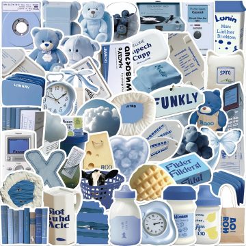 Aesthetic Blue Stickers for Scrapbooking and Laptops