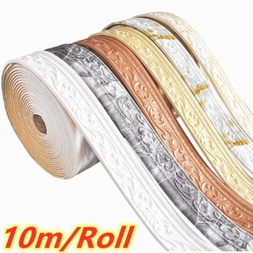 3D Wall Trim Stickers Self-Adhesive Skirting Border for Room Decor