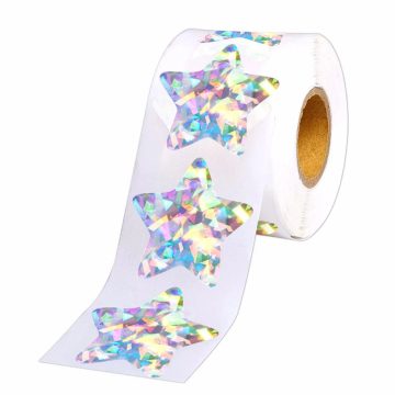 Silver Star Holographic Stickers Foil Reward Labels for Kids and Classroom Crafts