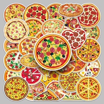 Cartoon Pizza Stickers for Helmet, Wall, Desktop Decoration