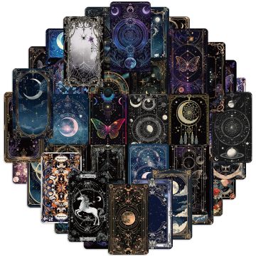 Outer Space Tarot Moon Aesthetic Stickers for Motorcycle Phone