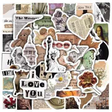 Vintage Aesthetic INS Retro Stickers - VSCO Vinyl Graffiti Decals for Notebook Diary Stationery
