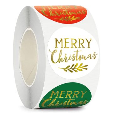 Round Merry Christmas Thank You Waterproof Stickers - Holiday Gift Seals