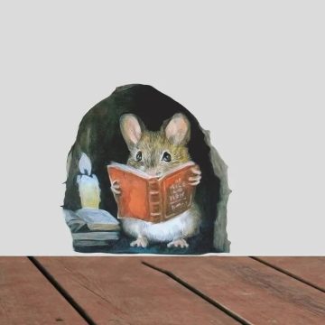 Reading Mouse Hole Wall Stickers - Funny Corner Decor for Home