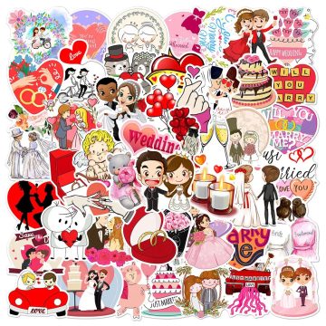 Wedding Proposal Love Stickers - Cartoon Graffiti Decals for Kids Gift