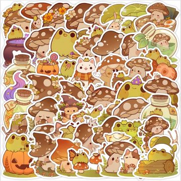 Frog Mushroom Graffiti Stickers - Cute Cartoon Decals for Electronics Sports Gear