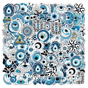 Evil Eye Aesthetic Stickers - Graffiti Waterproof Decals for Motorcycle & Luggage