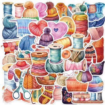 Kawaii Colorful Knit PVC Stickers - Aesthetic Korean Stationery for School Supplies