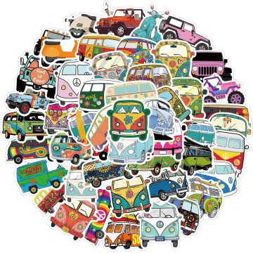 Retro Hippie Bus Stickers - Love Peace Decals for Car Skateboard