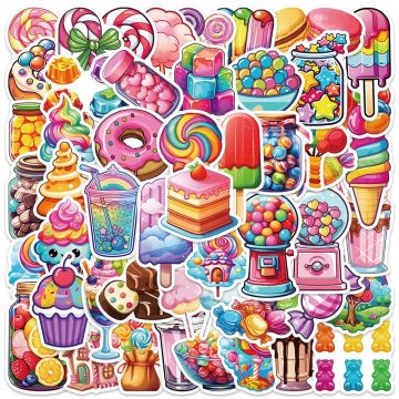 Cute Cartoon Candy Lollipop Dessert Stickers for Kids Toy, Luggage, Laptop, Guitar, Skateboard, Waterproof Vinyl Bicycle Decals