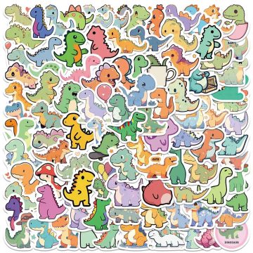 Mini Cartoon Dinosaur Stickers Waterproof Vinyl Decals for Laptop, Luggage, Notebook
