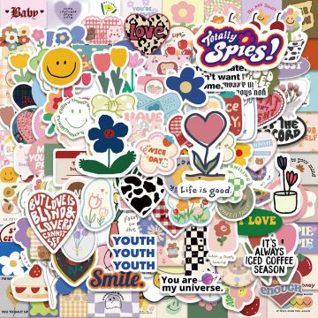 Kawaii Heart and Flower Stickers Waterproof for Luggage, Laptop, and More