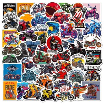 Fast Motorcycle PVC Sticker Pack - Aesthetic Childrens Stationery Scrapbooking Hand Accounting