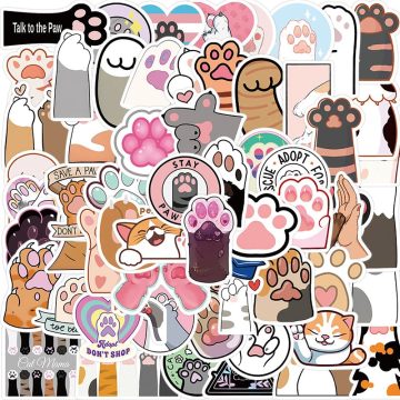 Cute Cat Paw PVC Stickers - Korean Aesthetic Decals for Scrapbooking School Supplies