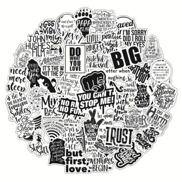 Black White Motivational Stickers - Inspirational Quote Decals for Scrapbooking