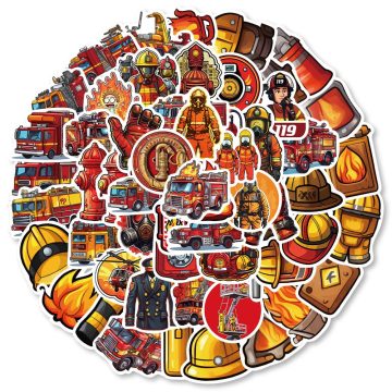 Firefighter Hero Stickers - Classic Fireman Decals for Motorcycle Car Phone Luggage