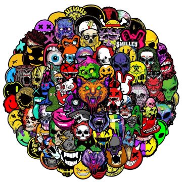 Horror Gothic Skull Meme Stickers - Graffiti DIY for Skateboard, Luggage, Laptop, Car