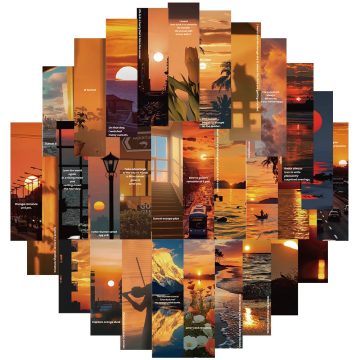 Orange Sunset Scenery Stickers - Landscape Decals for Fridge Skateboard