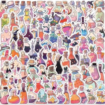 Cartoon Bottle Stickers for Scrapbooking and School Use