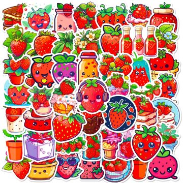 Cartoon Strawberry Graffiti Stickers for Helmet, Wall, DIY Decoration