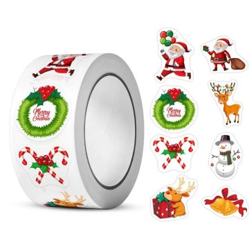 Christmas Theme Stickers with Santa Claus and Snowman Designs