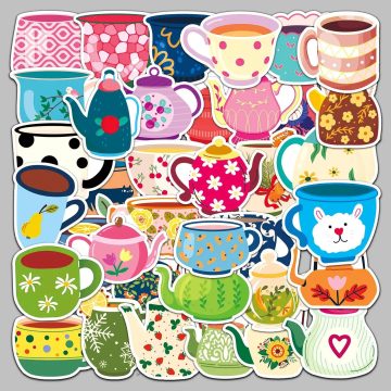 Cartoon Teapot Stickers for Helmet, Wall, DIY Decoration
