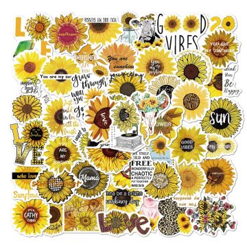 Sunflower Cartoon Graffiti Stickers for Diary Luggage Guitar