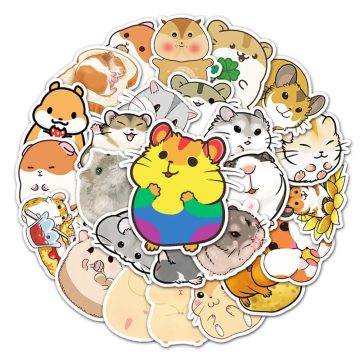 Cartoon Hamster Animal Stickers - Scrapbook Decals for Guitar Suitcase