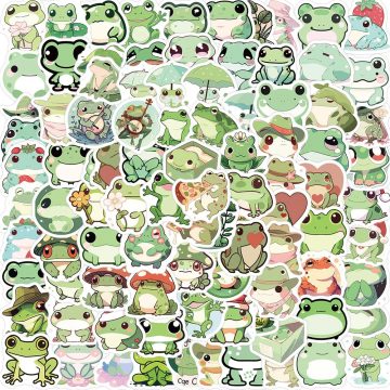 Aesthetic Frog Stickers for DIY and Scrapbooking