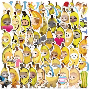 Banana Cat Aesthetic Cartoon Stickers for Scrapbook and DIY Crafts
