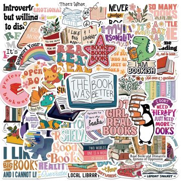 Bookworm Stickers Waterproof for Laptop, Guitar, Skateboard, Kindle, Bicycle