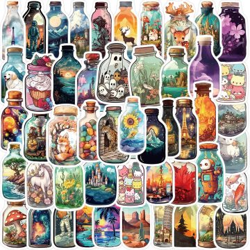 Bottle World Cartoon Stickers - Waterproof Graffiti Decals for Notebook Bike