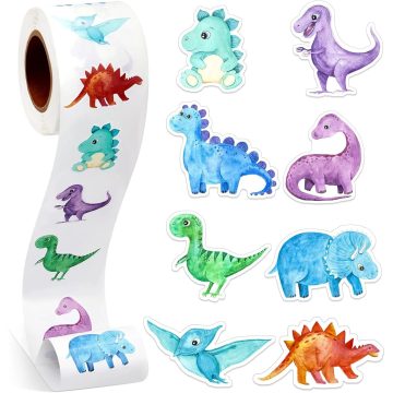Dinosaur Shaped Stickers Roll for Gift Box Decoration Labels