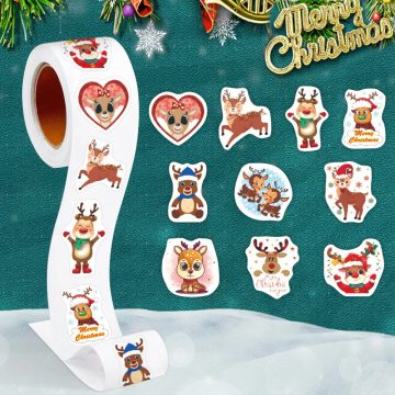 Christmas Reindeer Festival Cartoon Sealing Sticker DIY PVC Laptop Decals Decoration Reward Gift Toys
