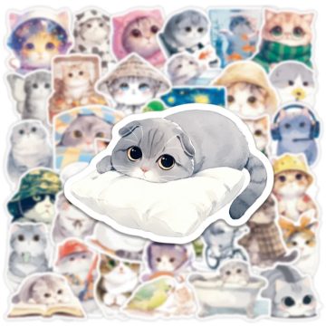 Cute Cat Stickers for Kids DIY Decoration - Kawaii Animal Decals Fridge Luggage Laptop Phone Guitar