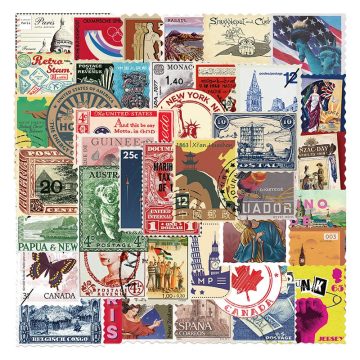 Vintage Travel Stamp Design Stickers