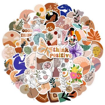 Cute Cartoon Boho Stickers - Aesthetic Graffiti Decals for Scrapbooking, Laptop, Bike