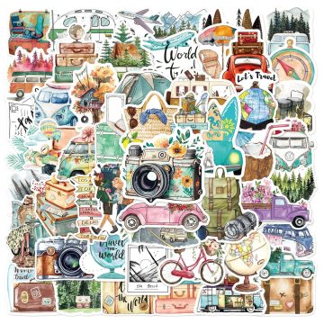 Cartoon Travel Graffiti Stickers for Helmet, Wall, DIY Decoration