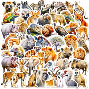 Jungle Wild Animal Aesthetic Stickers for Water Bottle Notebook
