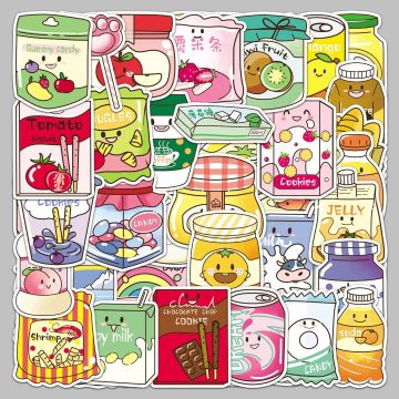 Cartoon Snack Stickers for Helmet, Wall, Desktop Decoration