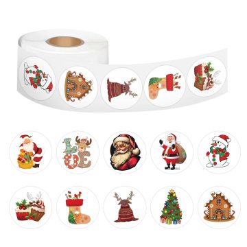 Round Santa Christmas Stickers for Gift Boxes and Party Decorations