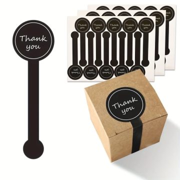 Black "Thank You" Stickers for Baking and Gift Packaging