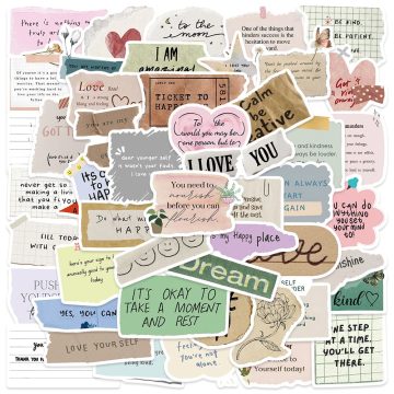 Cute Cartoon Motivational Phrases Positive Stickers for Luggage, Laptop, Water Bottle, Notebook, Waterproof Graffiti