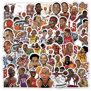 Basketball Star Cartoon Sticker - Graffiti Decals for Helmet Water Cup DIY
